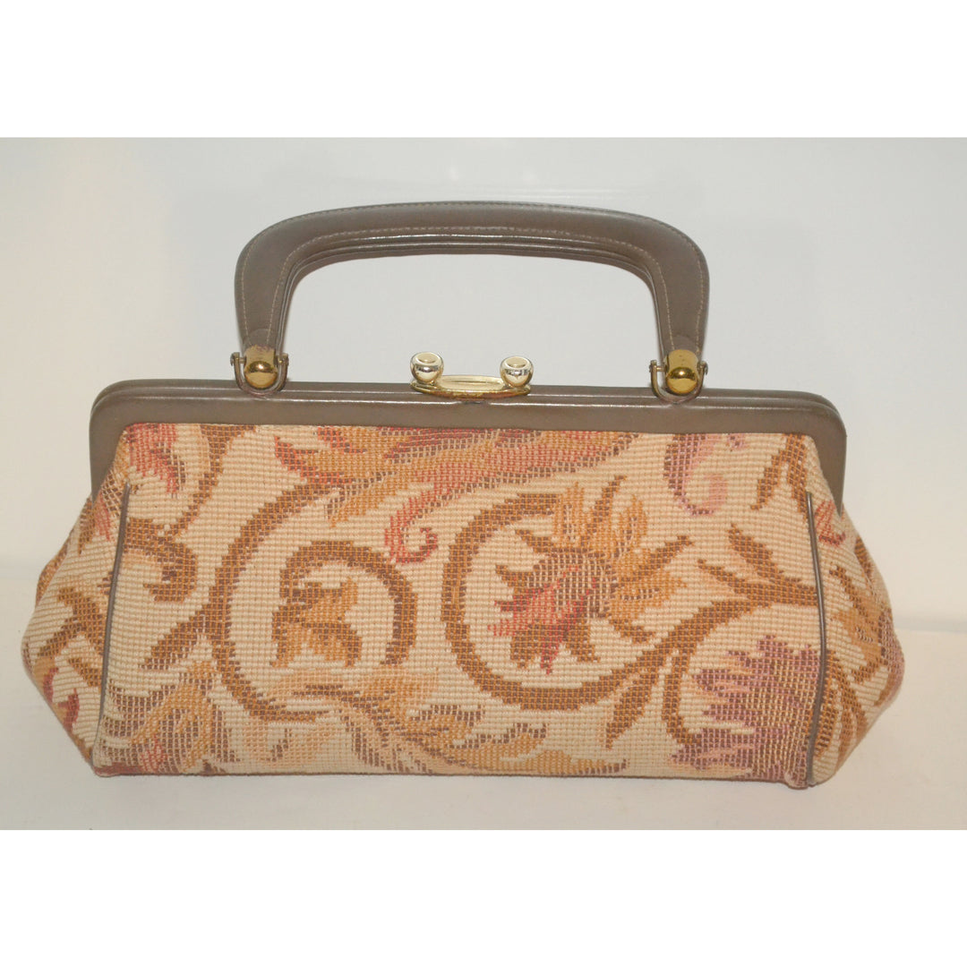 Vintage Brown Carpetbag Baguette Purse By Arnold