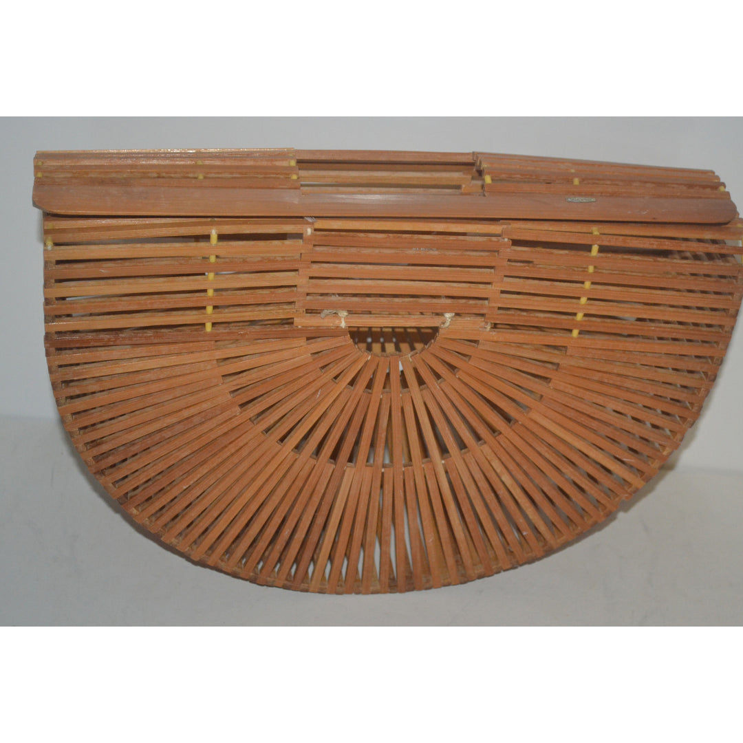 Vintage Natural Bamboo Fan Purse