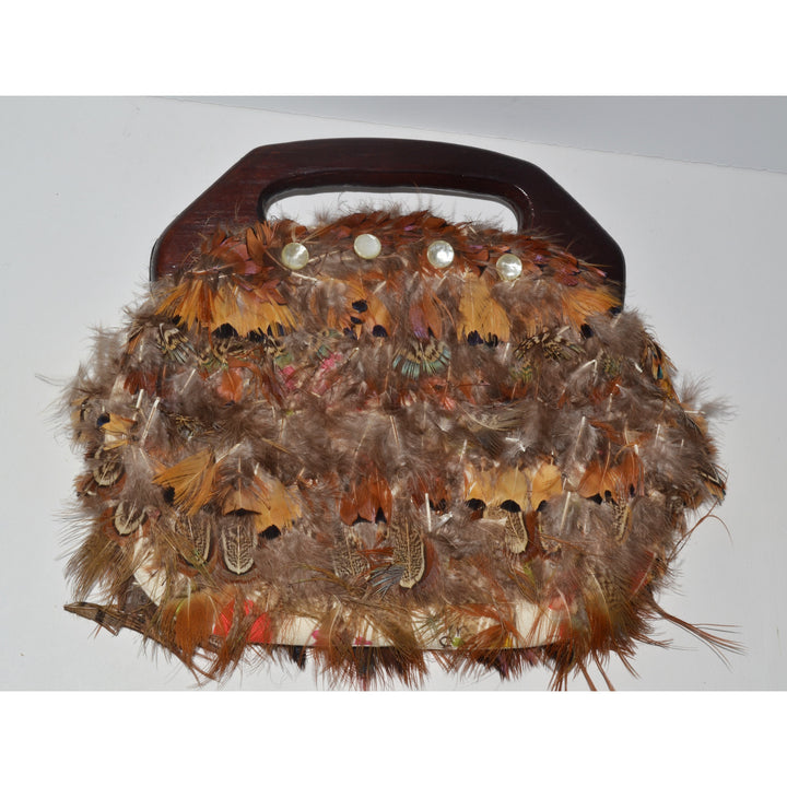 Vintage Pheasant Feather Bermuda Style Purse