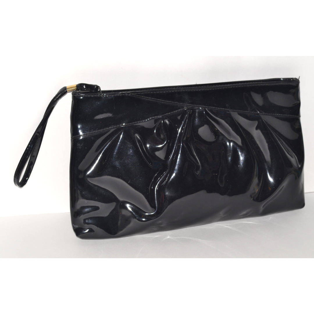 Vintage Black Patent Leather Clutch Purse