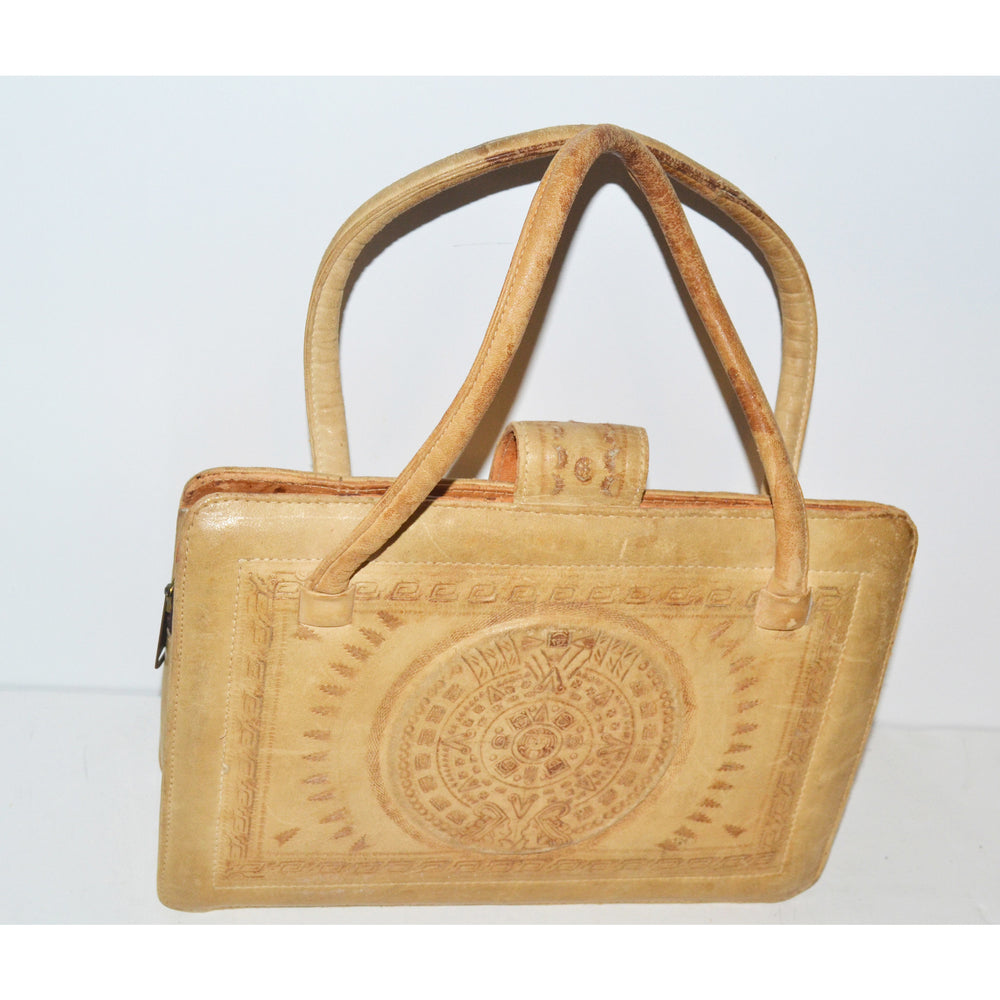 Vintage Natural Tooled Leather Mexican Purse