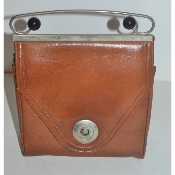 Vintage Brown Vinyl Handlebar Purse