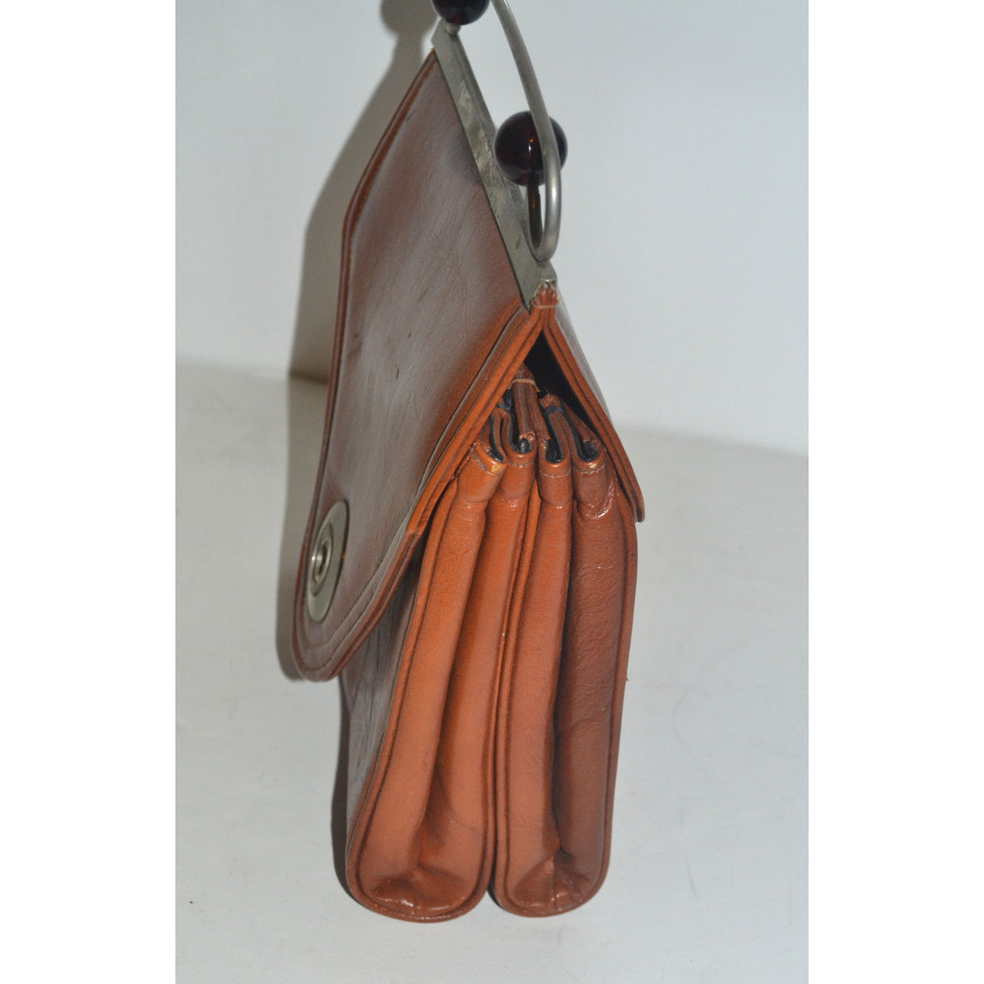 Vintage Brown Vinyl Handlebar Purse