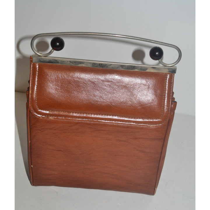 Vintage Brown Vinyl Handlebar Purse