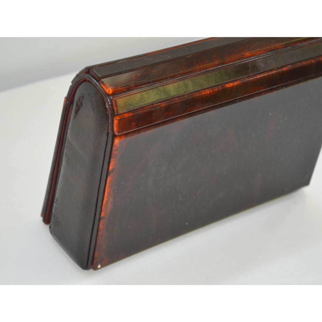 Vintage Brown Lucite Clutch Purse By Delill