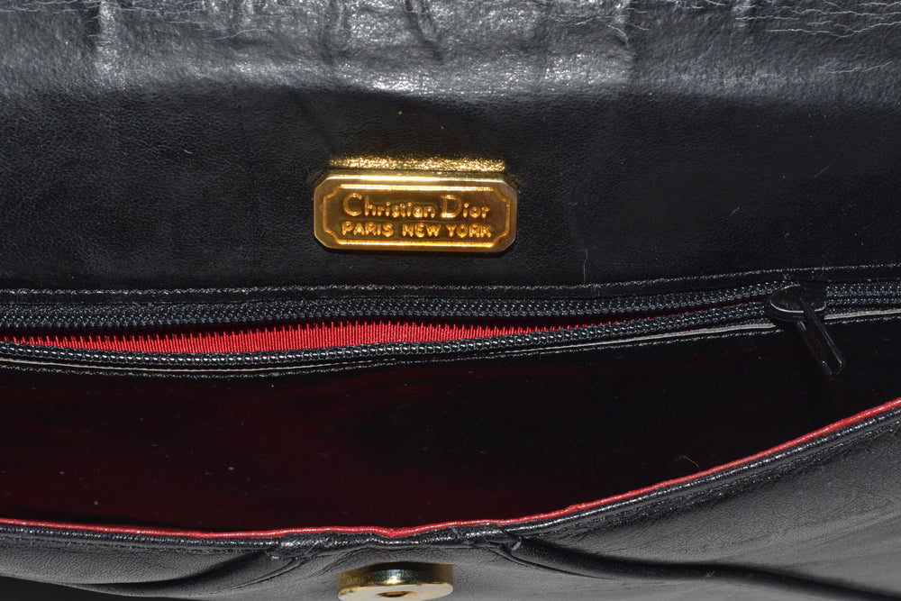 Vintage Christian Dior Black Leather Clutch