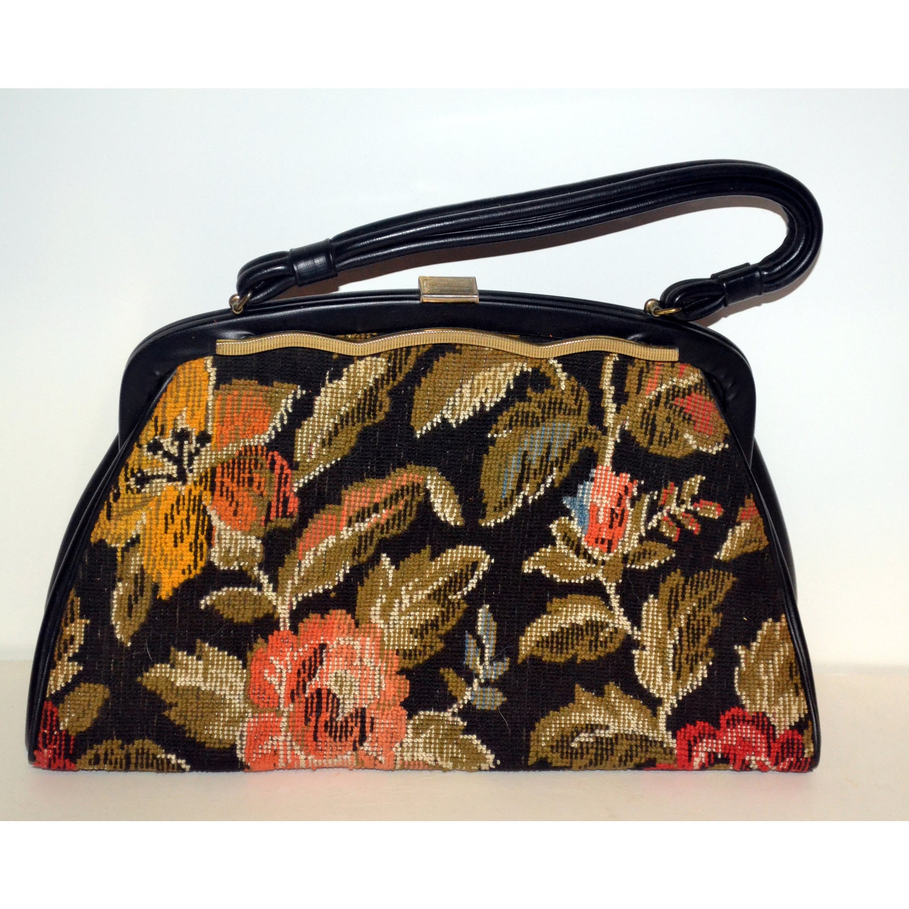 Vintage Black Floral Carpetbag Purse By Dova – Quirky Finds