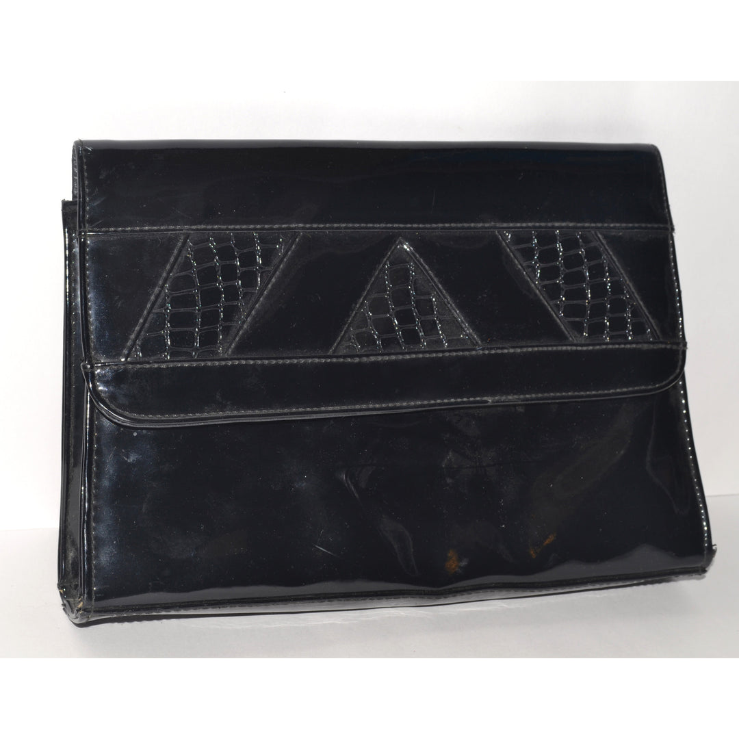 Vintage Black High Gloss Clutch Purse