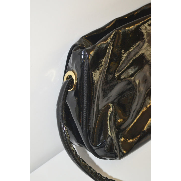 Vintage Patent Leather Licorice Handle Purse By Empress 