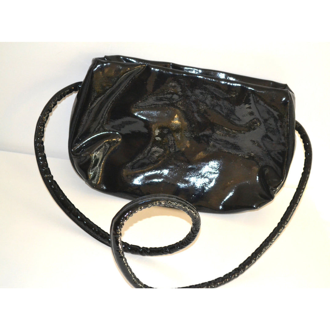 Vintage Patent Leather Licorice Handle Purse By Empress 