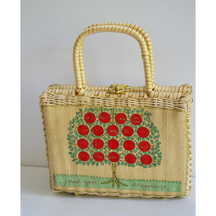 Vintage Family Tree Wicker Purse By Saks Fifth Avenue