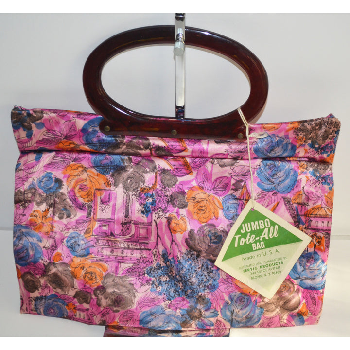 Vintage Colorful Tote-All Expandable Bag Purse