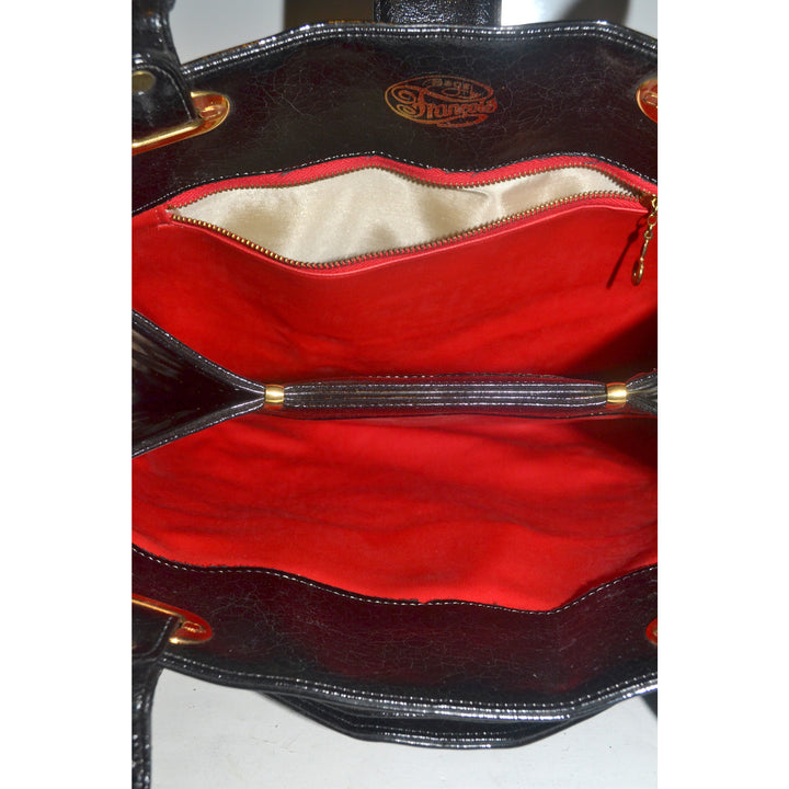 Vintage Black Patent Leather Handbag By Francois 