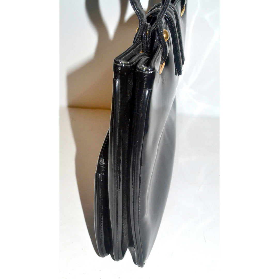 Vintage Black Patent Leather Handbag By Francois 