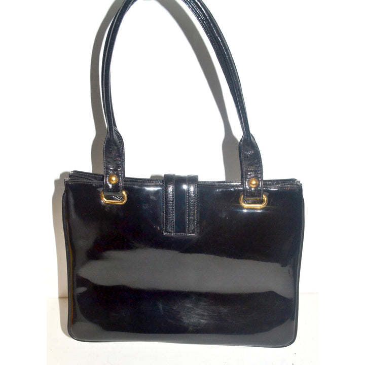 Vintage Black Patent Leather Handbag By Francois 