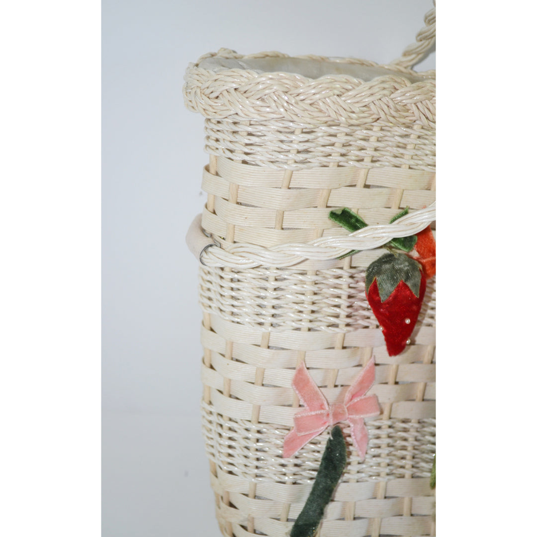 Vintage Vegetable & Fruit Wicker Purse