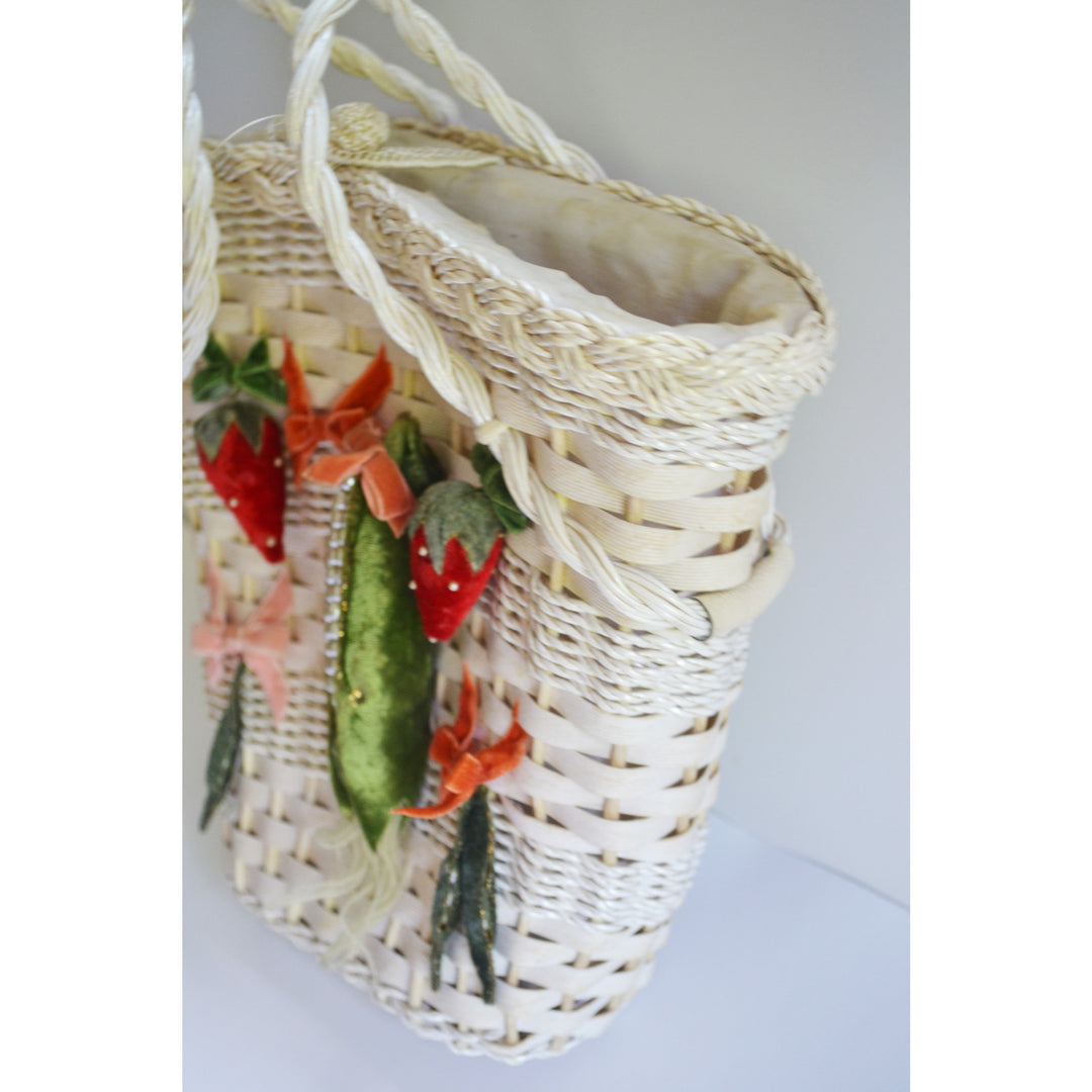 Vintage Vegetable & Fruit Wicker Purse