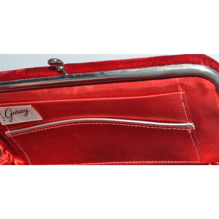 Vintage Red Plush Velvet Clutch Purse By Garay 