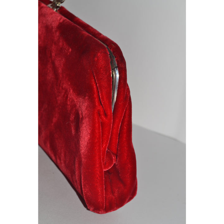 Vintage Red Plush Velvet Clutch Purse By Garay 