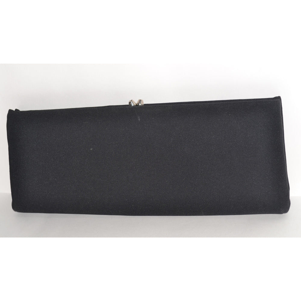 Vintage Bowtie Black Clutch Purse By HL 