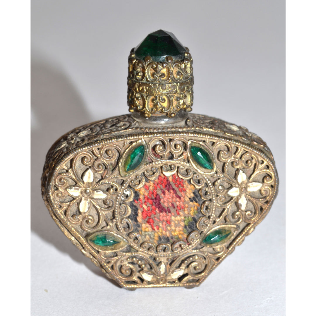 Vintage Irice Jeweled Filigree Mini Perfume Purse Bottle