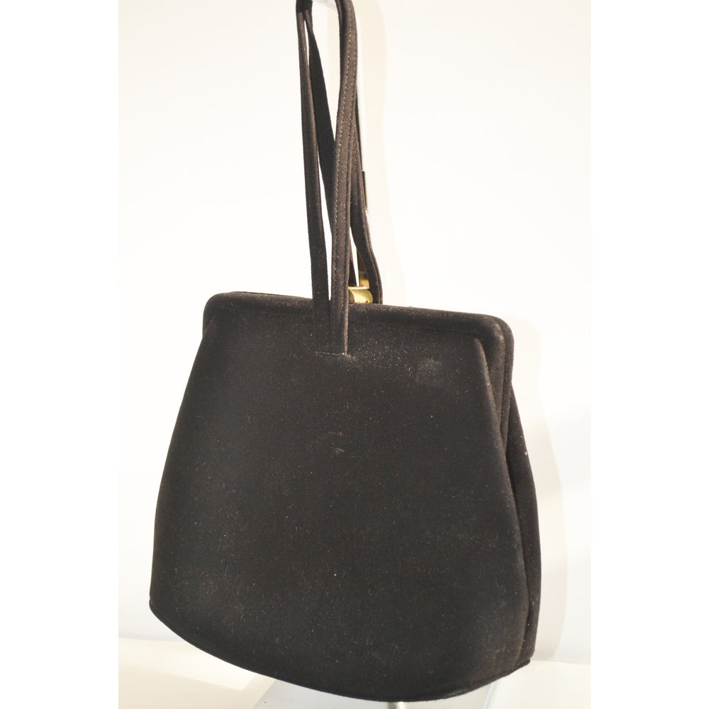 Vintage Keyhole Black Suede Purse By Kerrybrooke 