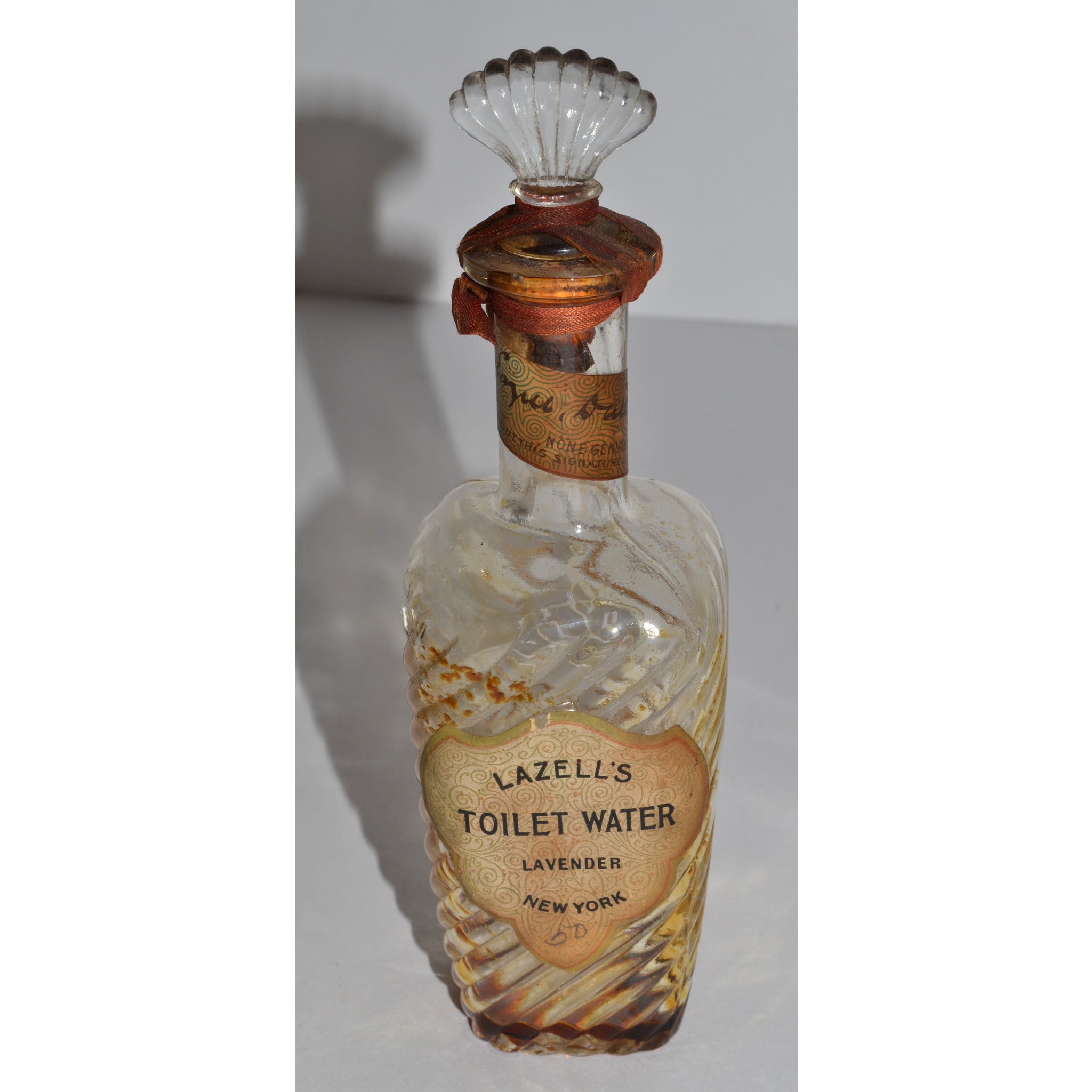 Antique Circa 1890 Lazell Lavender Toilet Water Bottle 6.25 Inch