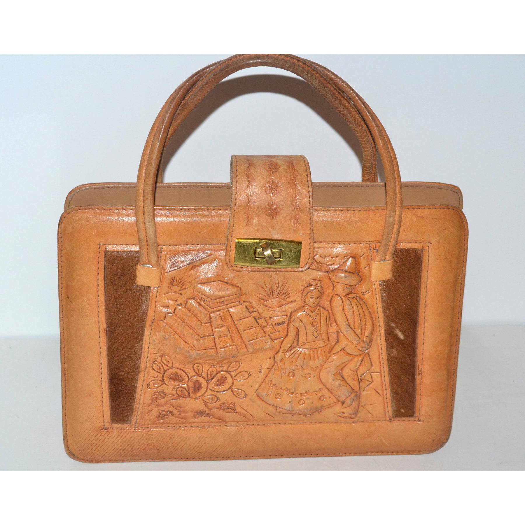 Vintage Tan Tooled Mexican Leather Ponyhair Purse – Quirky Finds