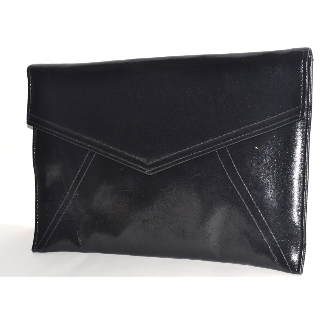 Vintage Black Envelope Clutch Purse By Lord & Taylor 