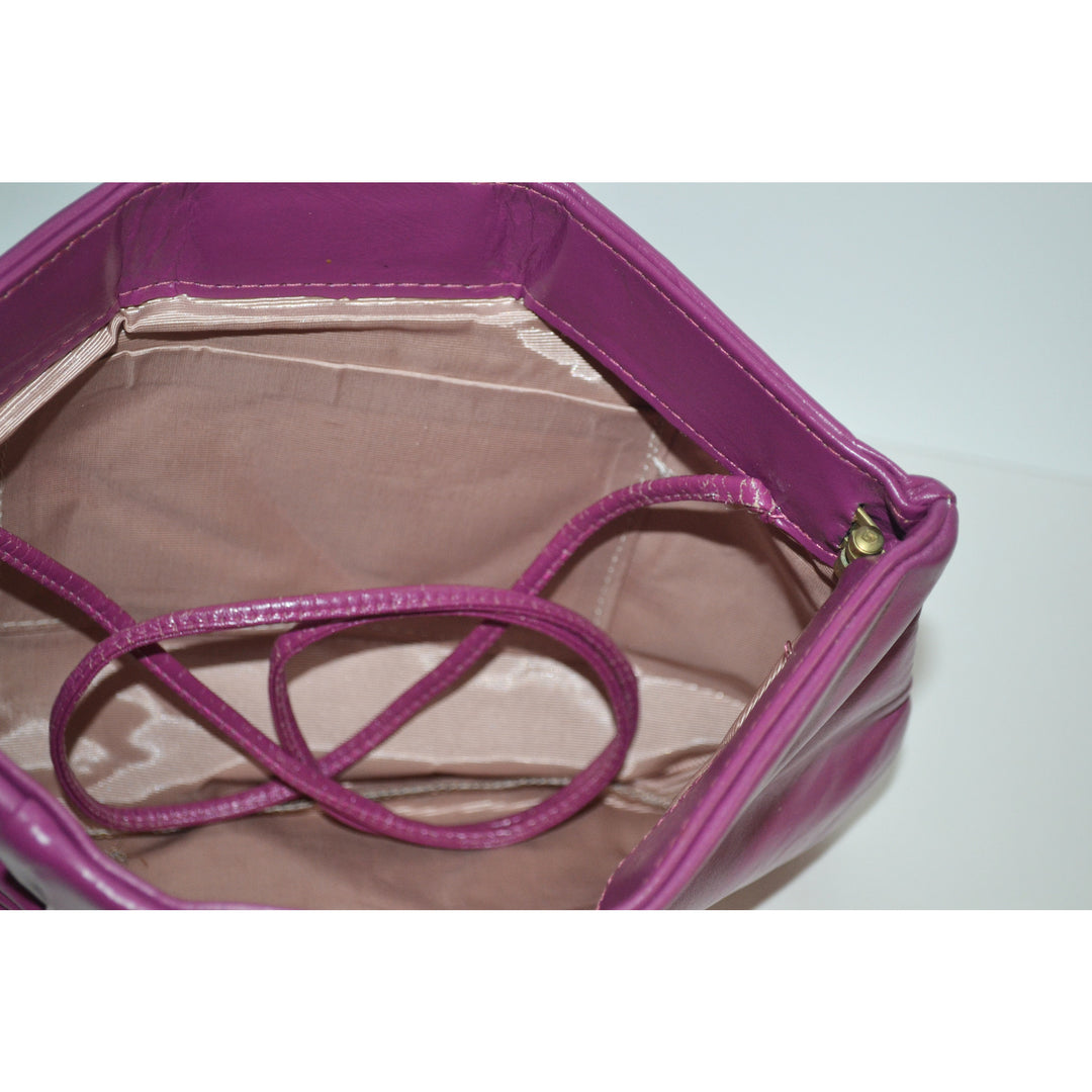 Vintage Magenta Leather Clutch Purse