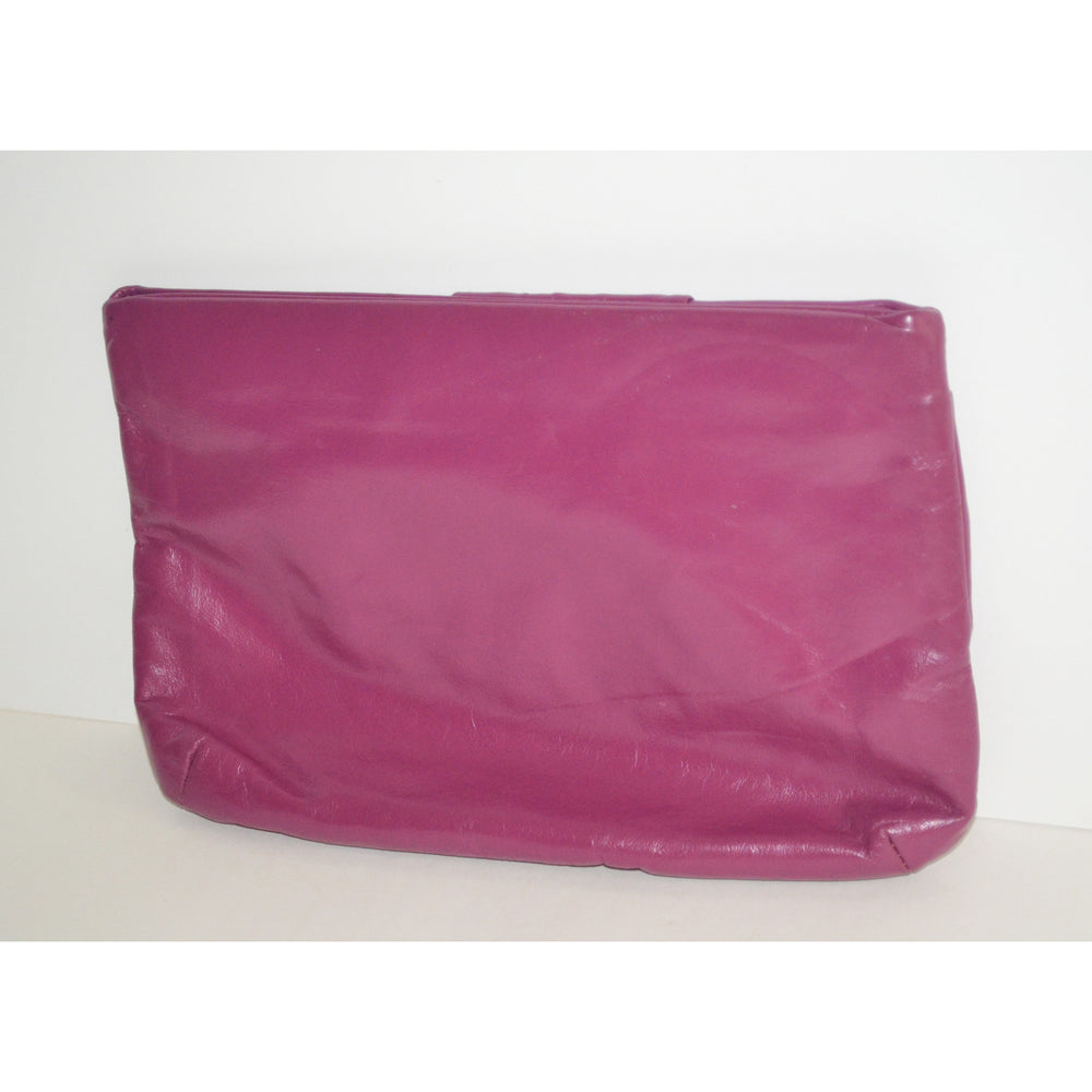 Vintage Magenta Leather Clutch Purse