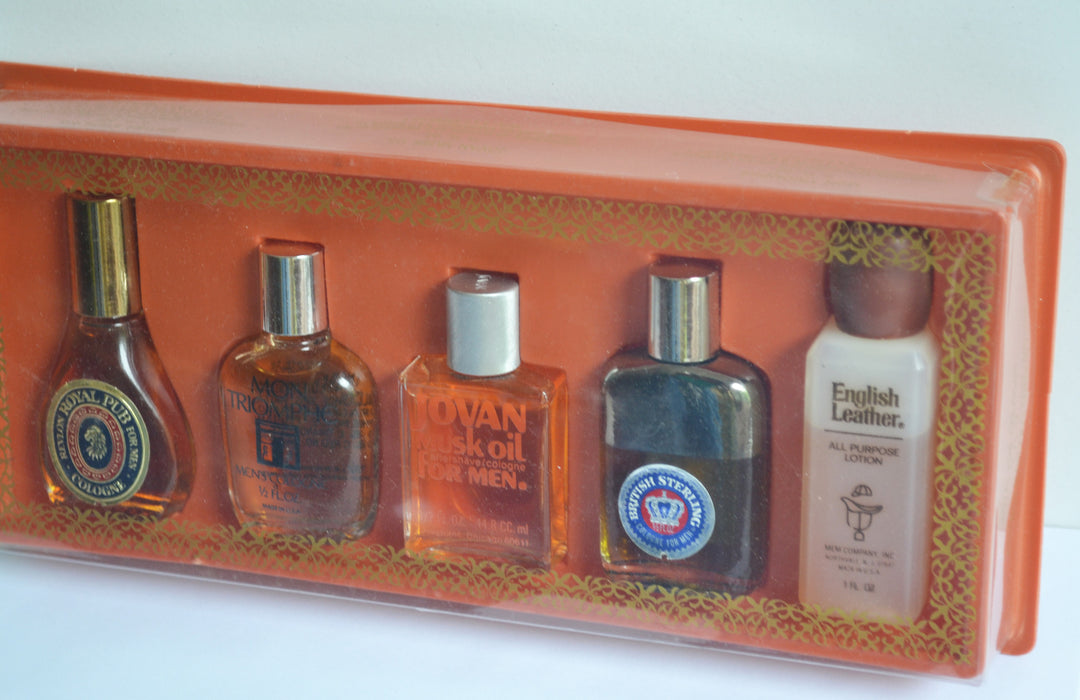 Mens Cologne Set - Revlon Royal Pub, Mon Triomphe, Jovan Musk, British Sterling, MEM English Leather