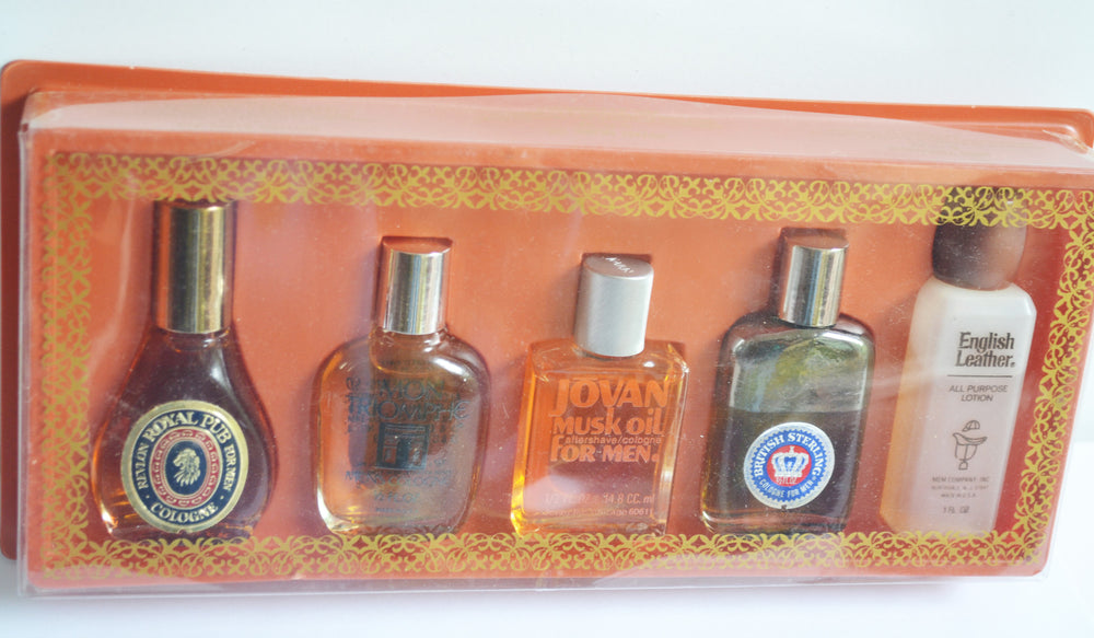 Mens Cologne Set - Revlon Royal Pub, Mon Triomphe, Jovan Musk, British Sterling, MEM English Leather