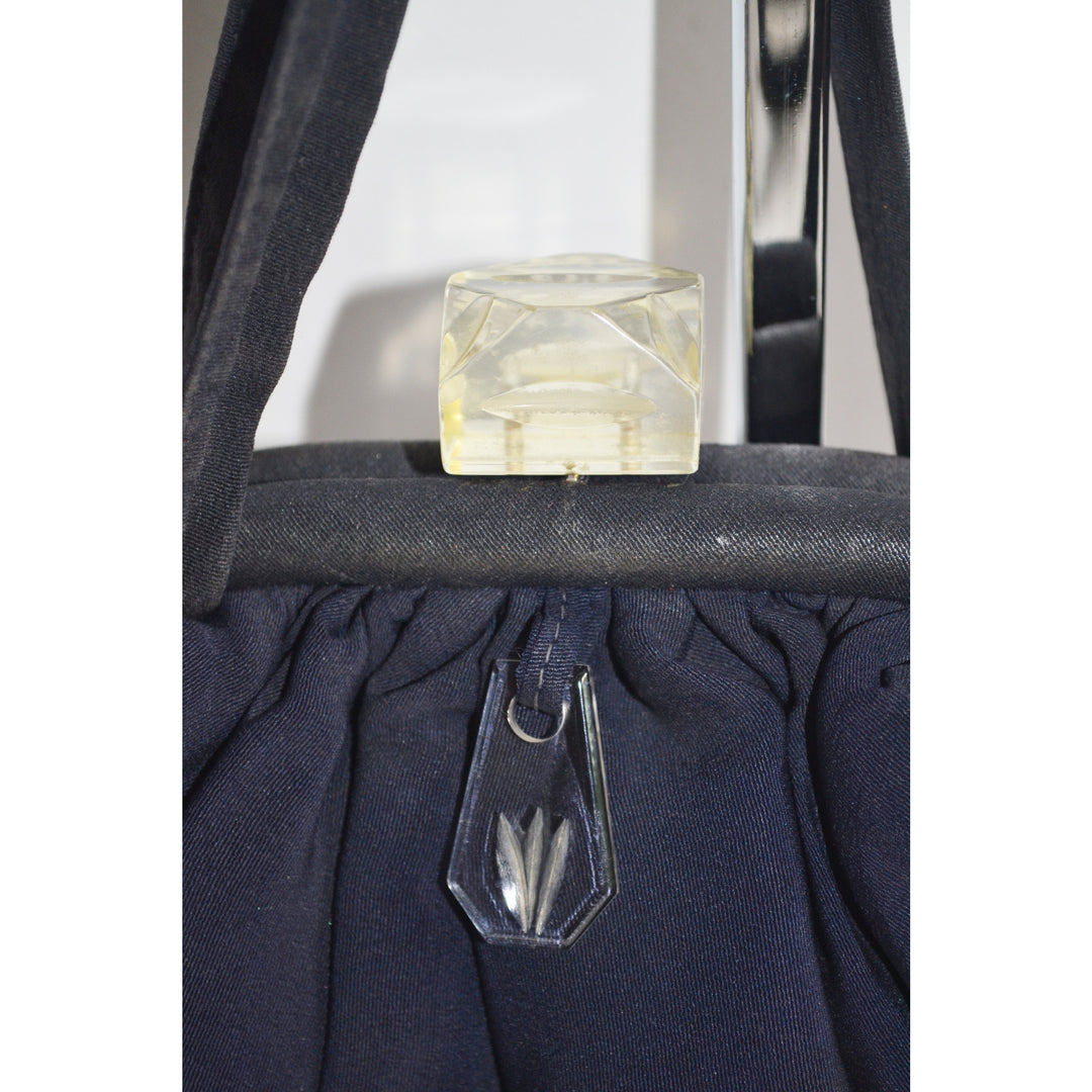 Vintage Navy Pouch Lucite Clasp Purse