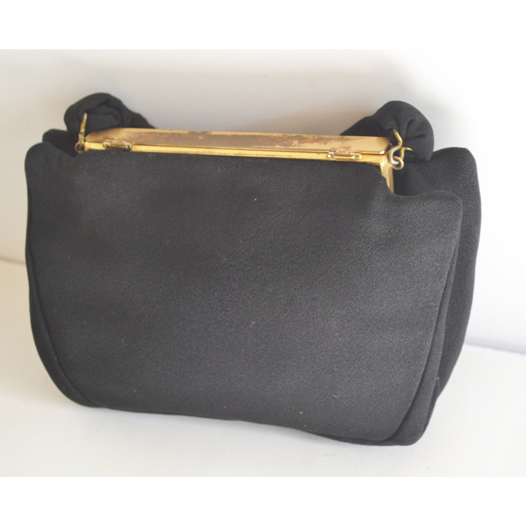 Vintage Pearl Framed Black Purse