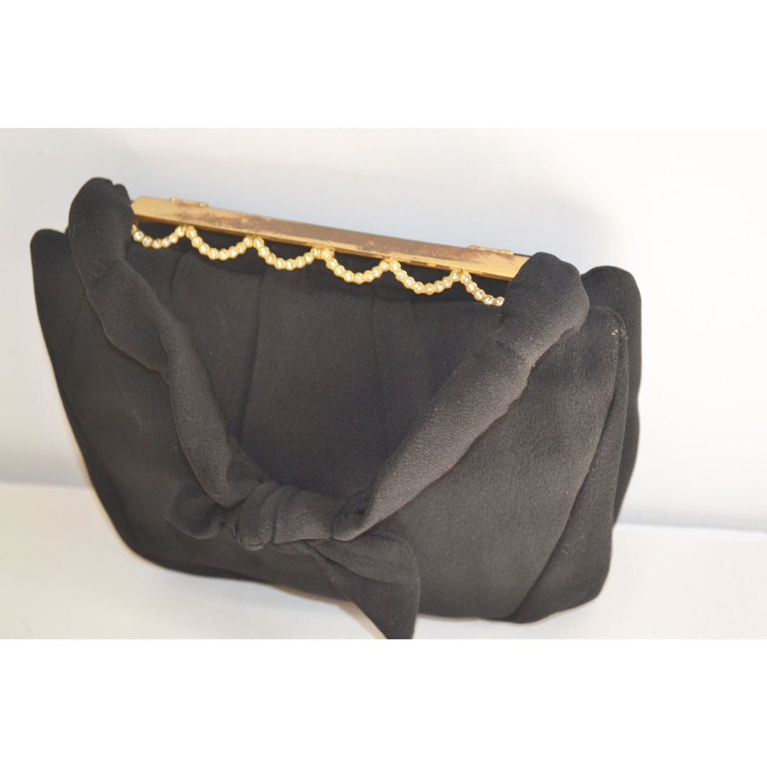 Vintage Pearl Framed Black Purse