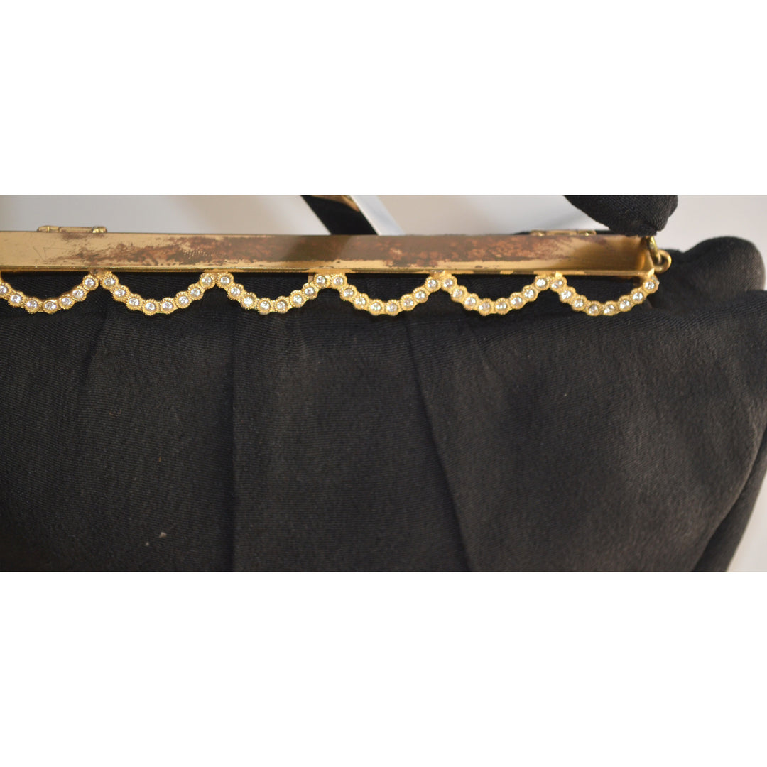 Vintage Pearl Framed Black Purse