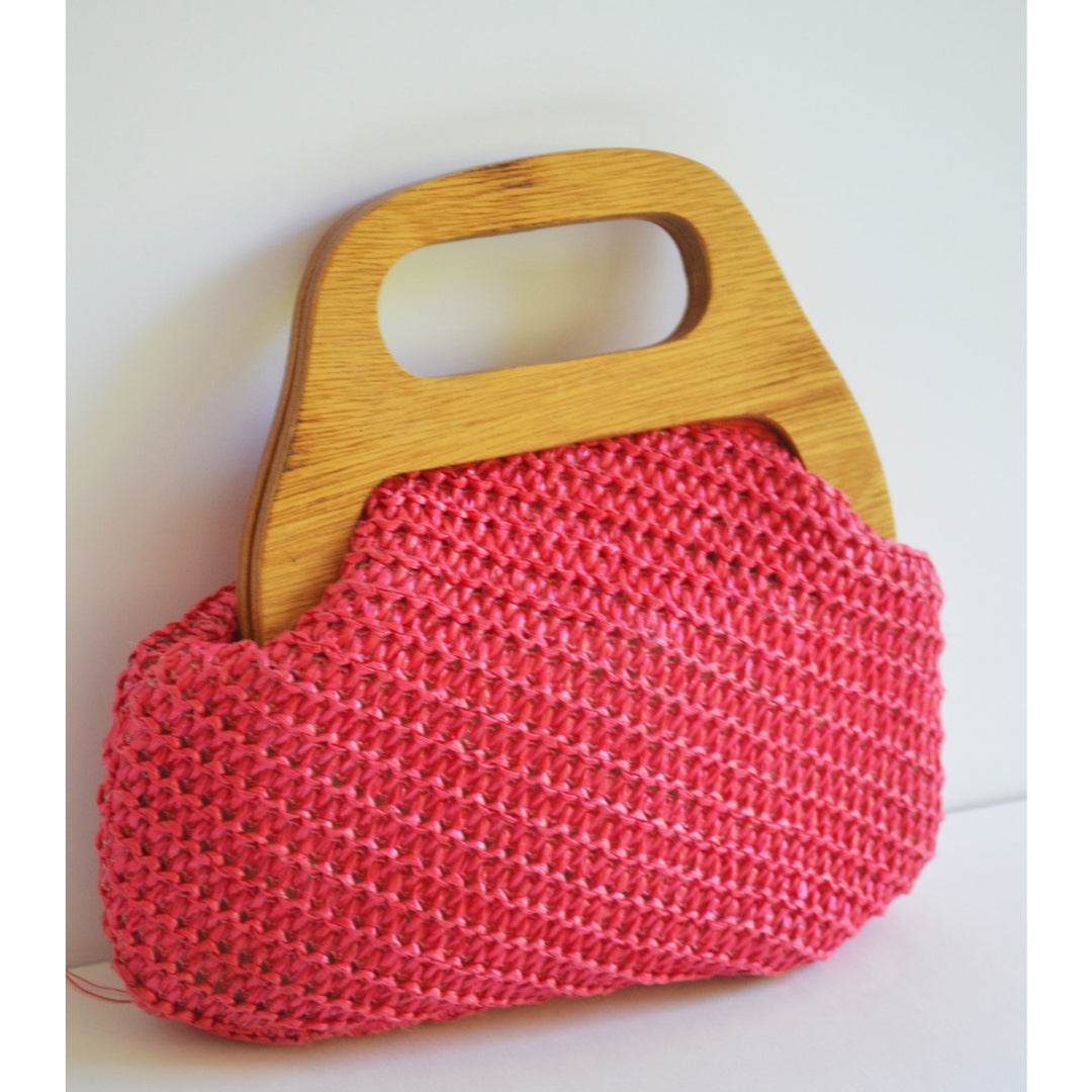 Vintage Pink Bermuda Style Straw Purse