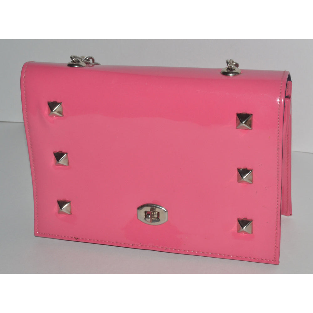 Vintage Pink Studded High Gloss Vinyl Purse