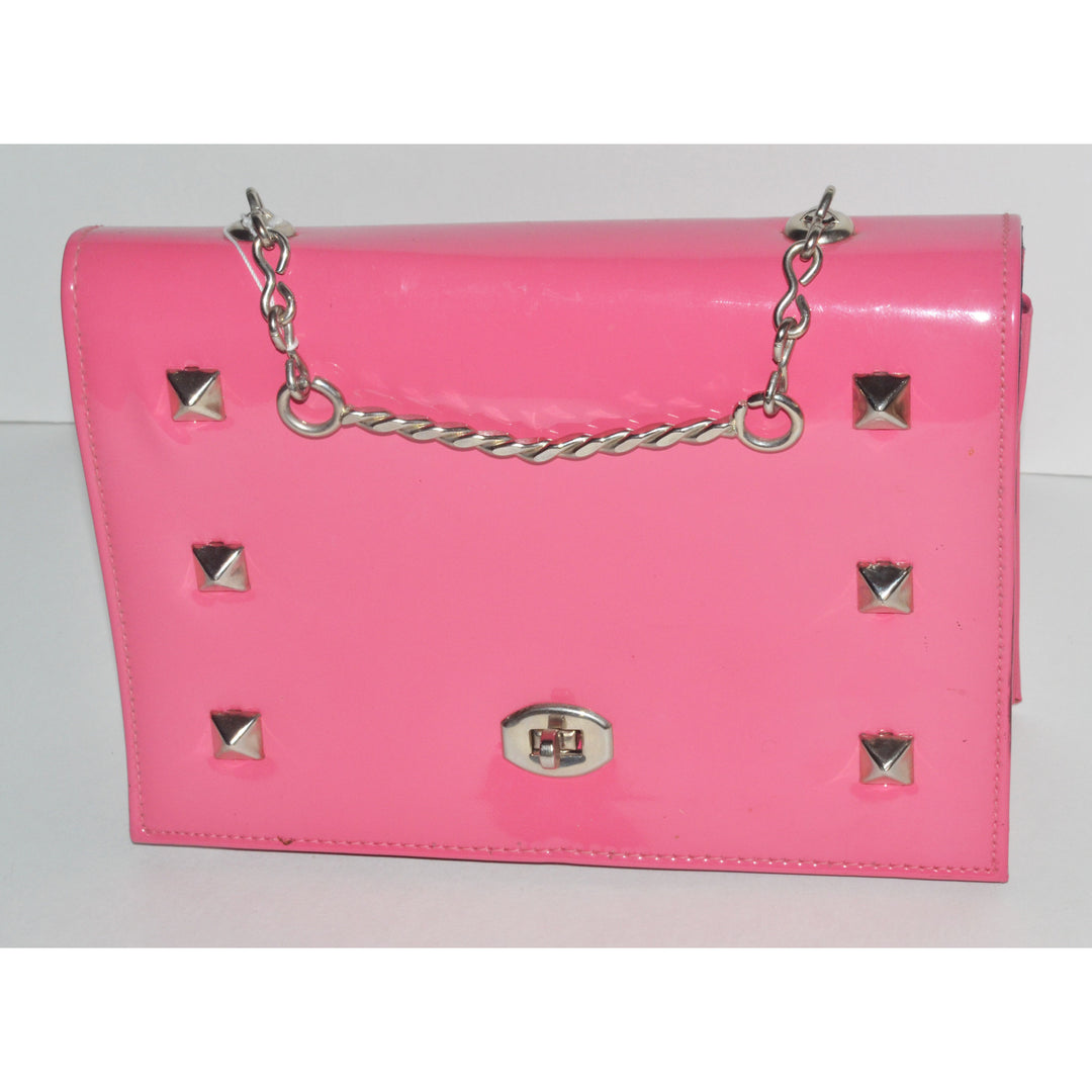 Vintage Pink Studded High Gloss Vinyl Purse