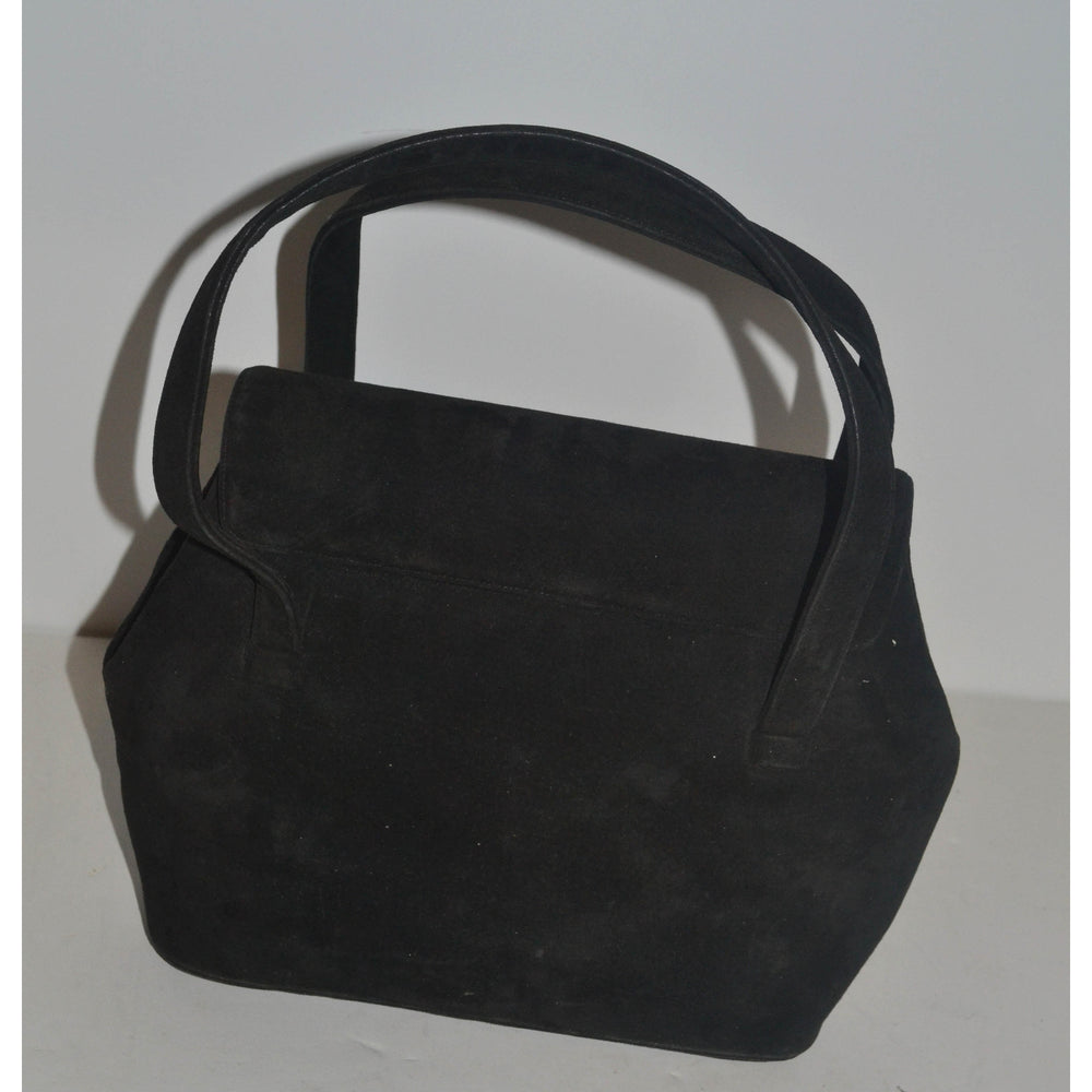 Vintage Black Suede Handbag By Prestige 