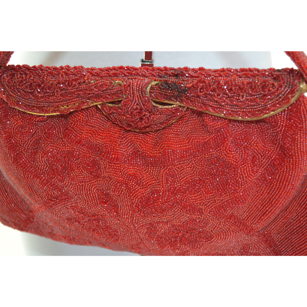 Vintage Red Beaded Purse By Stanley Korshak 