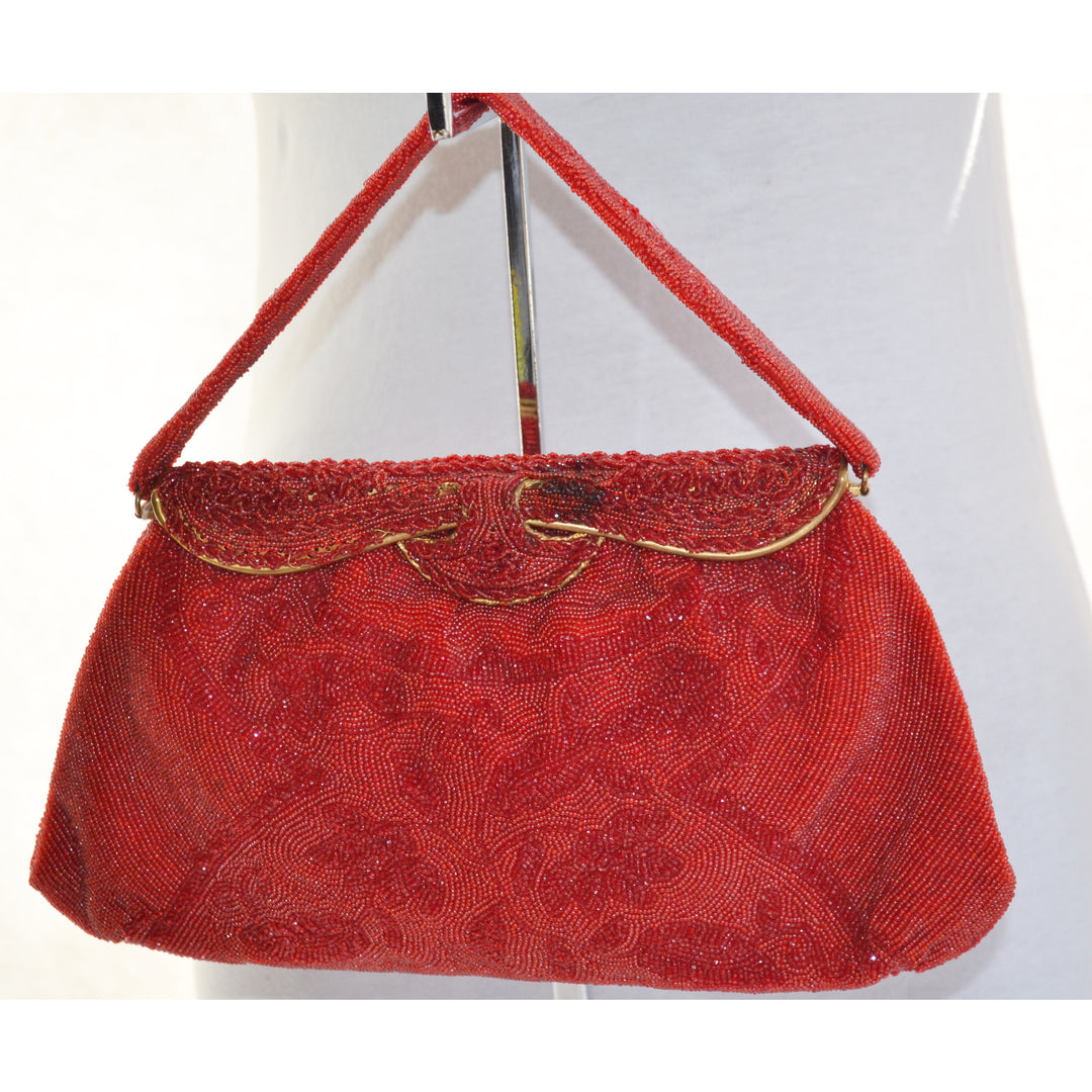 Vintage Red Beaded Purse By Stanley Korshak 