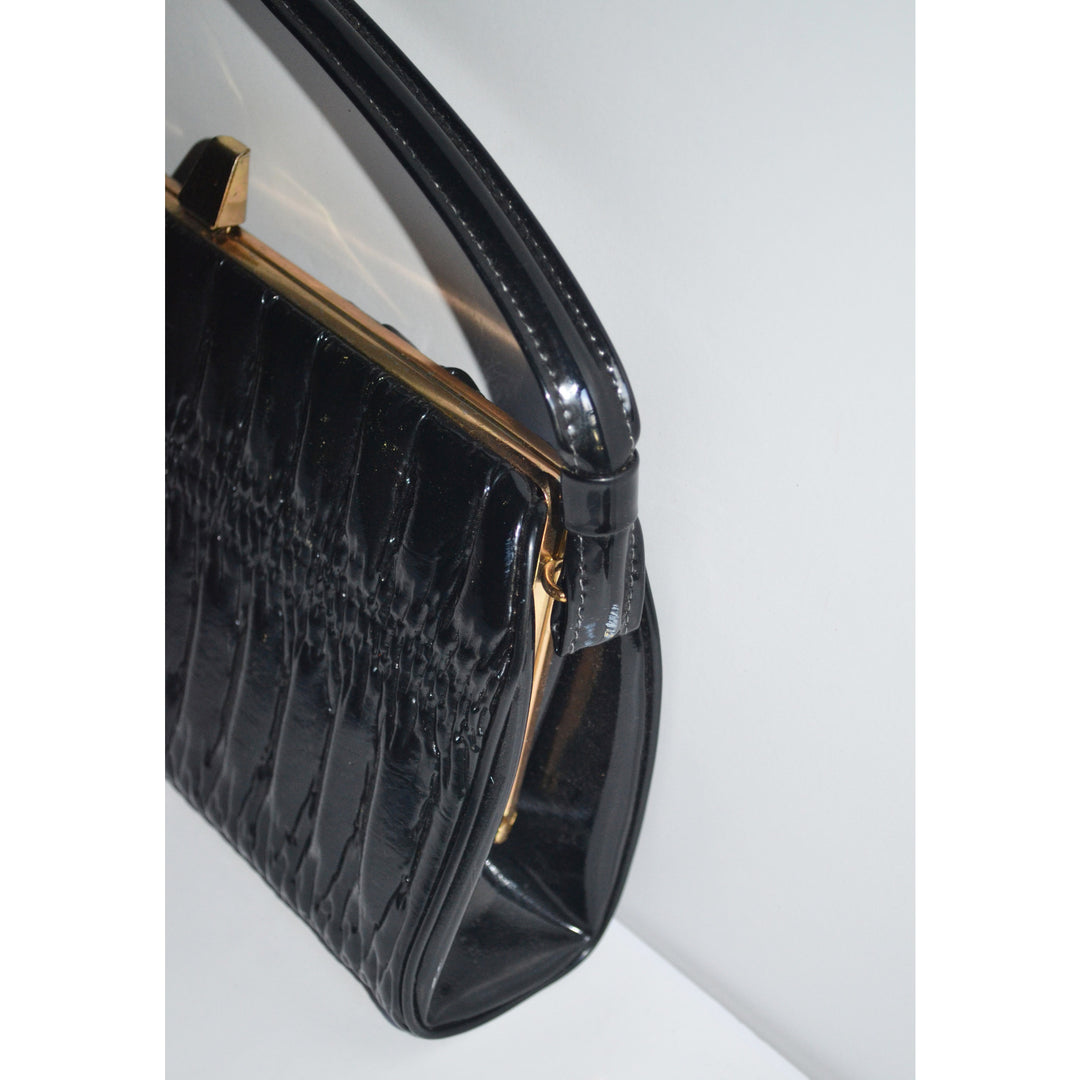 Vintage High Gloss Black Vinyl Purse