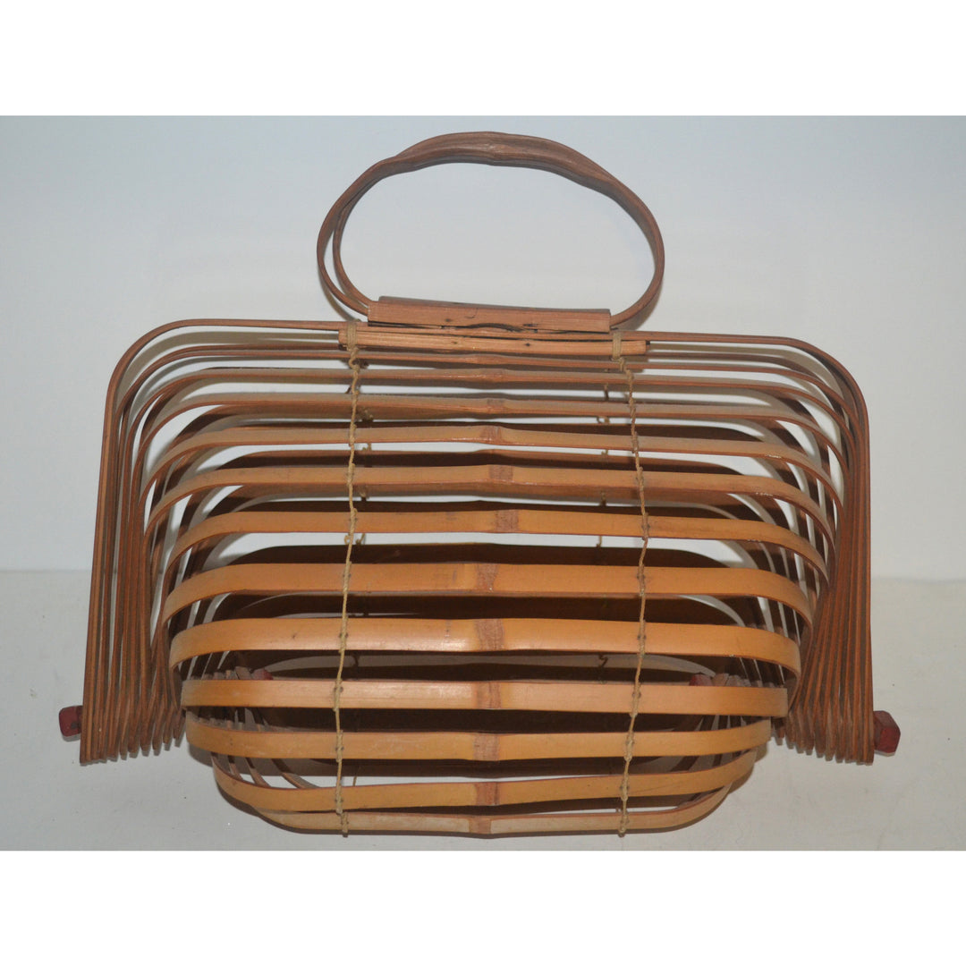 Vintage Collapsible Natural Bamboo Tote Purse