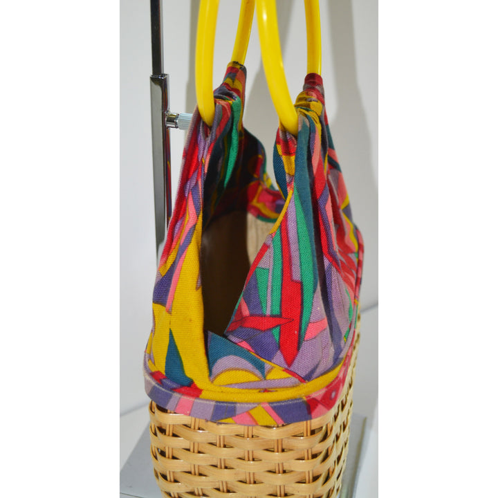 Vintage Psychedelic Woven Basket Purse