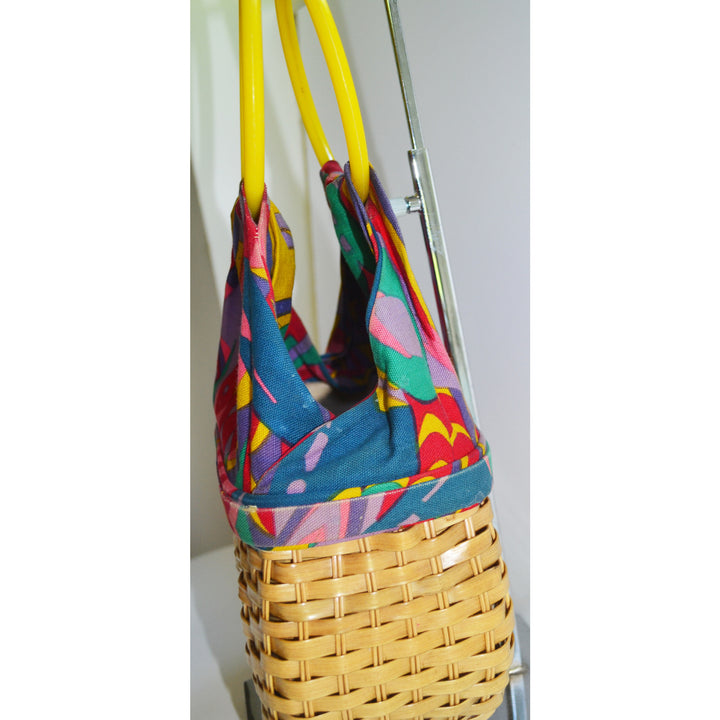 Vintage Psychedelic Woven Basket Purse