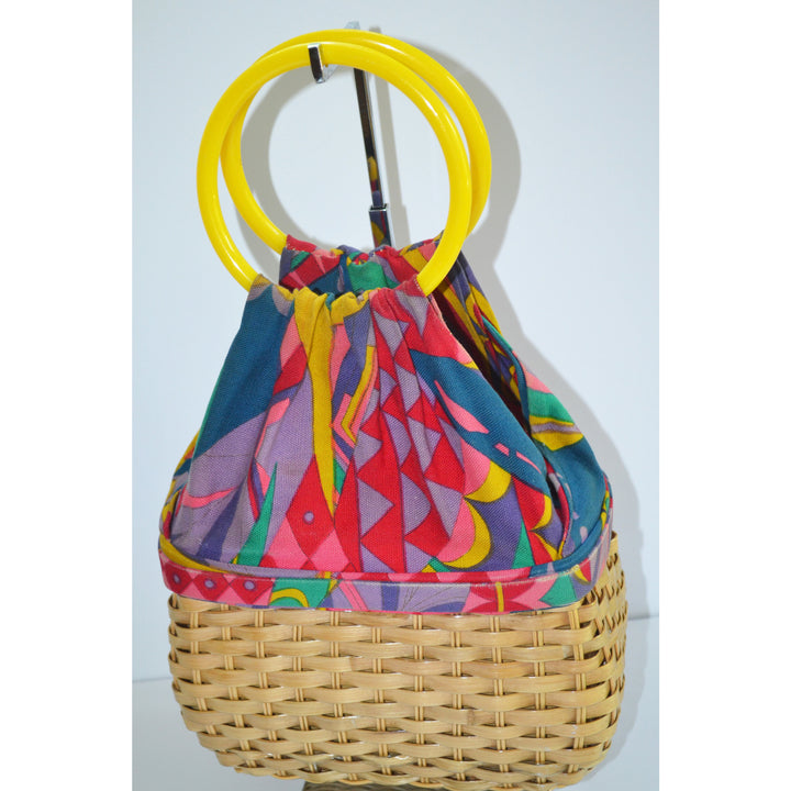 Vintage Psychedelic Woven Basket Purse