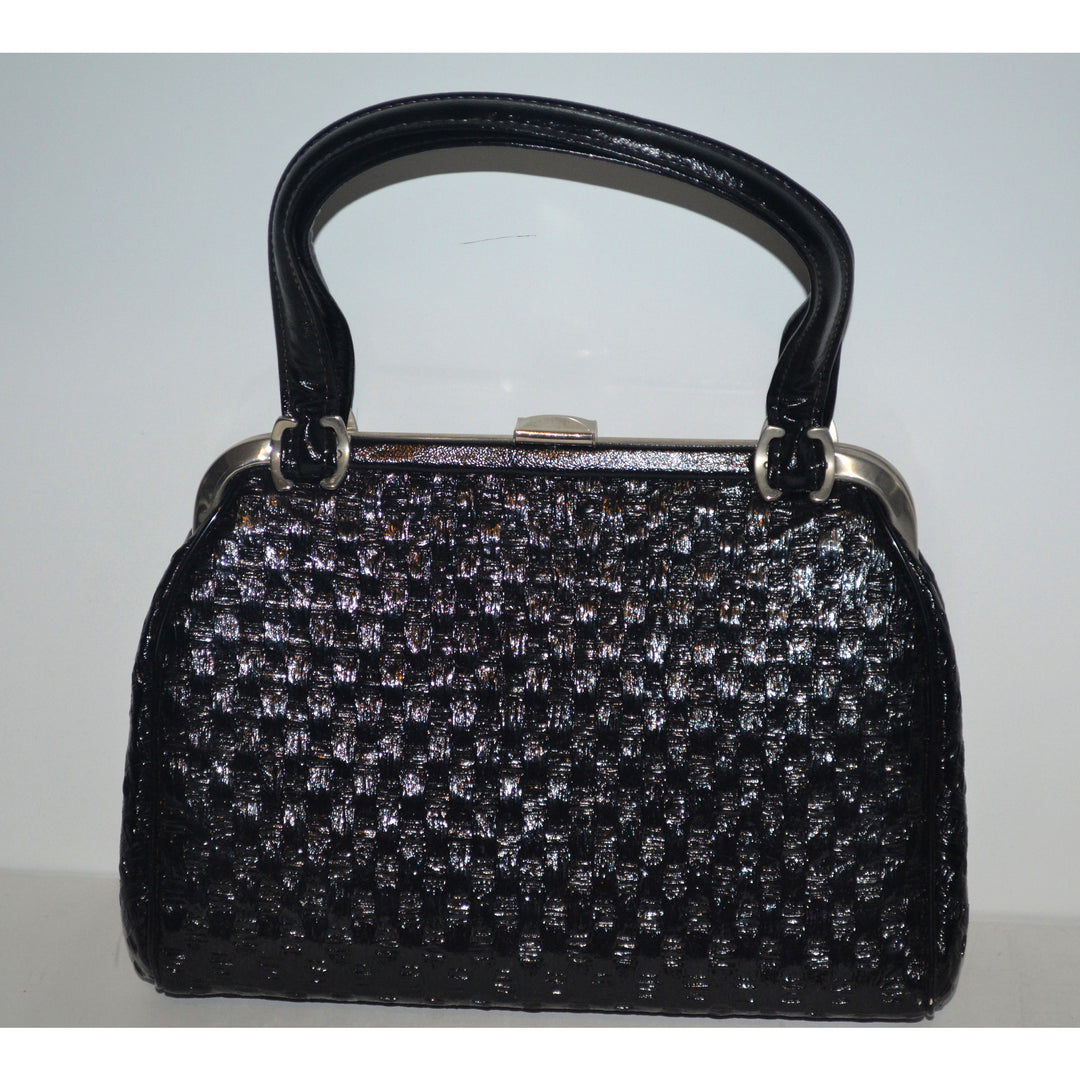 Black Simulated Straw Purse