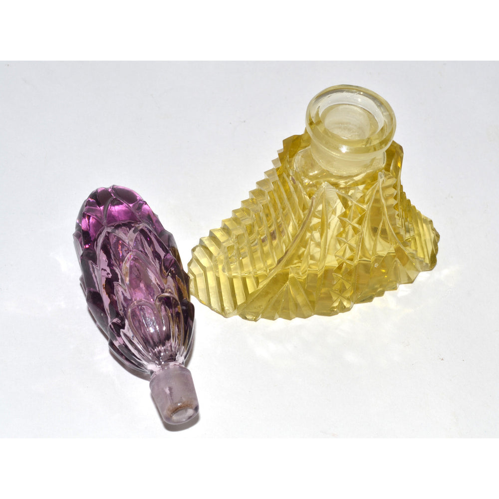 Vintage Vintage Yellow & Purple Czechoslovakian Perfume Bottle